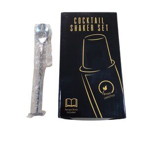 Cocktail Shaker Set Stainless Steel Bartender Kit Accessories Recipe Book NEW